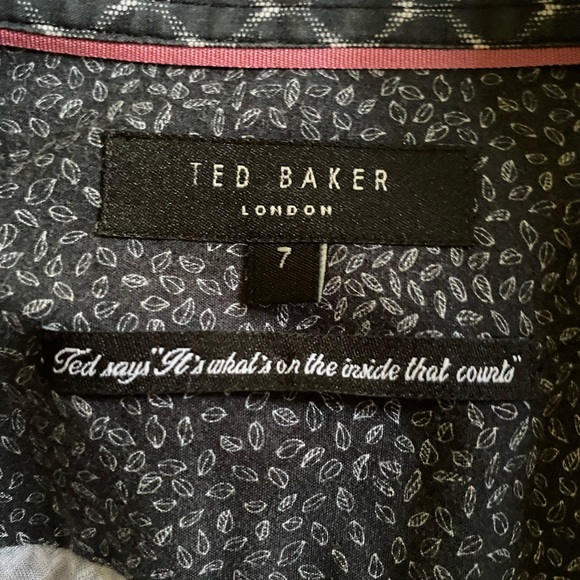 Ted Baker men’s size 7 3XL casual Black patterned short sleeve button down shirt - Picture 2 of 6